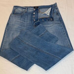 7 For All Mankind Women Straight Leg Jeans in Medium Blue